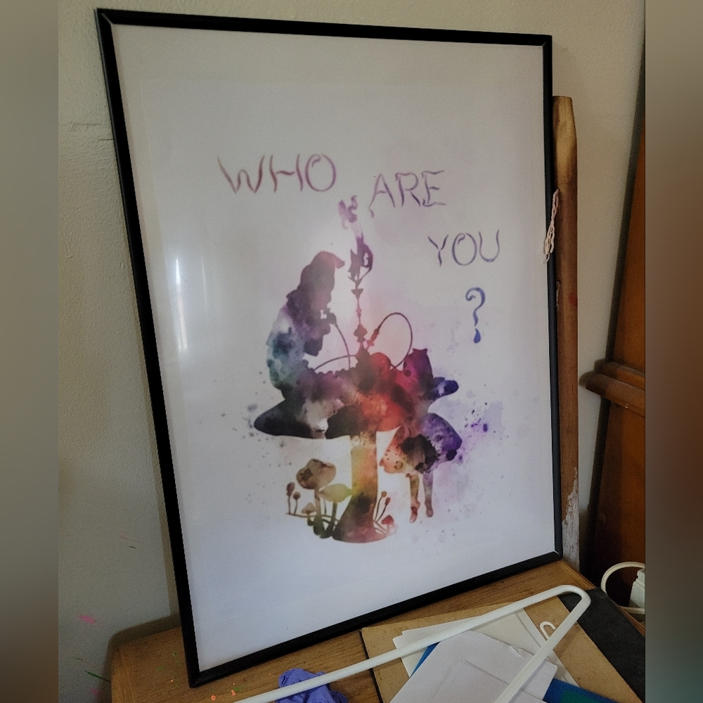 Watercolor Silhouette Wall Art Print - Who Are You? - Alice In Wonderland